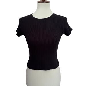 perfectwhitetee gabby sweater rib short sleeve top